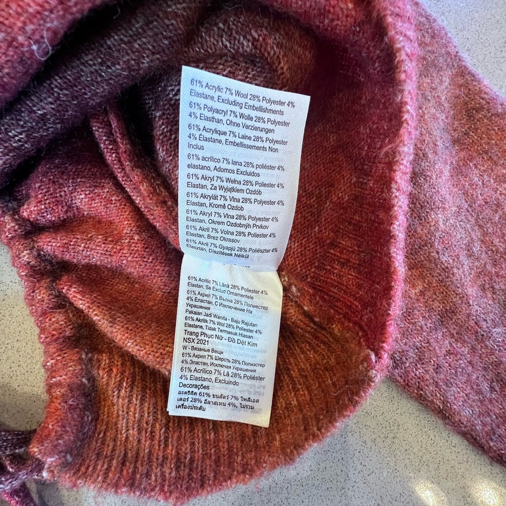 COTTON:ON Acryl/Wool/Polye Rusty Brown Cropped Open Tie Back Sweater Sz Large - Picture 8 of 9